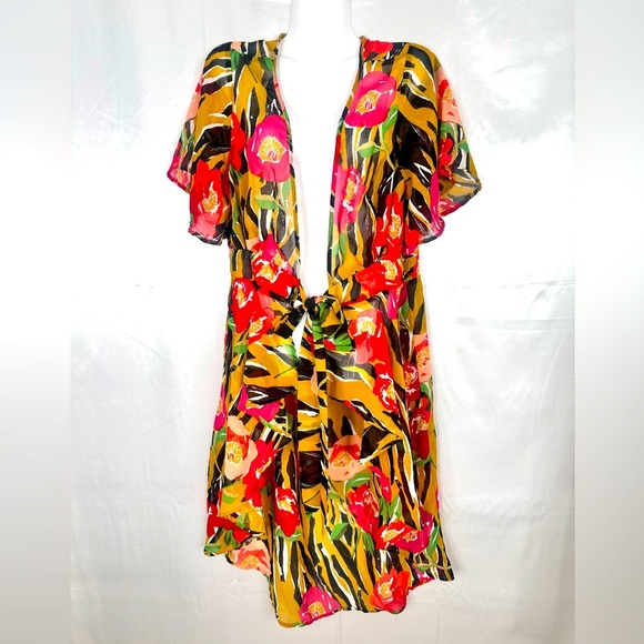 Live 4 Truth Multicolor Floral High Low Swimsuit Coverup Size 1X - Picture 1 of 9